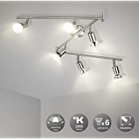 Lámpara de Techo LED Orientable con 6 focos- Wowatt Luz de Techo Interior Focos Giratorios 6x 6W Spot Bombillas GU10…